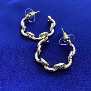 Gold tone chain hoop with crystals